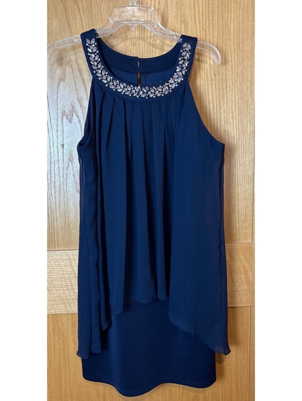 Enfocus Studio Navy Blue Embellished Neckline Dress Size 14
